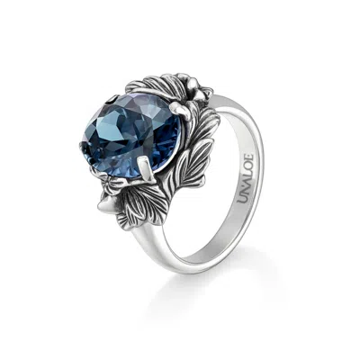 Unaloe Women's Silver / Blue Ring In Sterling Silver With Royal Blue Zirconia – Coleus Ovalis –   Ita In Multi