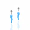 Unaloe Women's Silver / Blue Silver And Sky Blue Enamel Cornicello Earrings – Italian Handmade Good Luck Ch