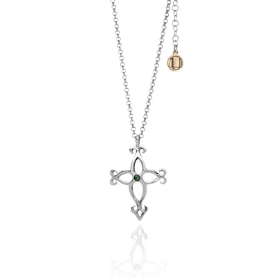 Unaloe Women's Silver / Blue Soul Cross Silver Necklace With Sapphire In Multi