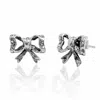 Unaloe Women's Silver Bow Earrings With Segmented Details