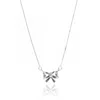 Unaloe Women's Silver Bow Necklace With Segmented Details