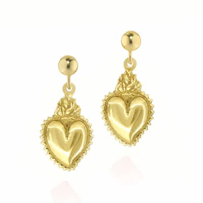 Unaloe Women's Silver Earrings With Gold-plated Heart Pendant