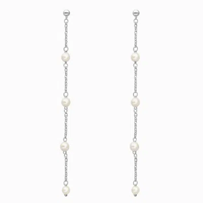 Unaloe Women's Silver / Gold Timeless Pearl Elegance: Drop Earrings In Sterling  Silver Or Gold Plated In Multi