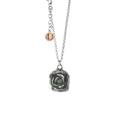 Unaloe Women's Silver / Green Blackstar Necklace Silver With Natural Emerald In Multi
