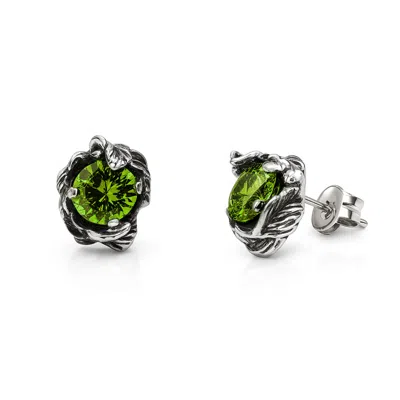 Unaloe Women's Silver / Green Coleus Circulus  Earrings Silver With Pea Zirconia In Multi