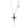 Unaloe Women's Silver / Green Cross Celestial Pendant Necklace Emerald