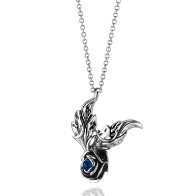 Unaloe Women's Silver / Green Divine  Necklace Silver With Natural Sapphire In Multi