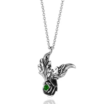 Unaloe Women's Silver / Green Divine  Necklace Silver With Natural Emerald In Multi