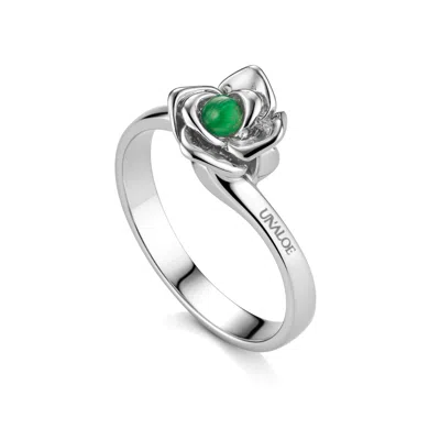 Unaloe Women's Silver / Green Magnifica Ring Tarnished Sterling Silver Emerald In Multi