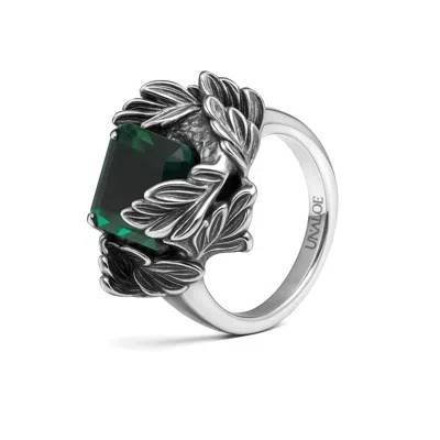 Unaloe Women's Silver / Green Ring In Sterling Silver With Green Zirconia – Coleus Quadratus -  Handm In Multi