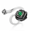Unaloe Women's Silver / Green Rose Ring With Natural Emerald– Adjustable Sterling Silver Flower Jewelry In Multi
