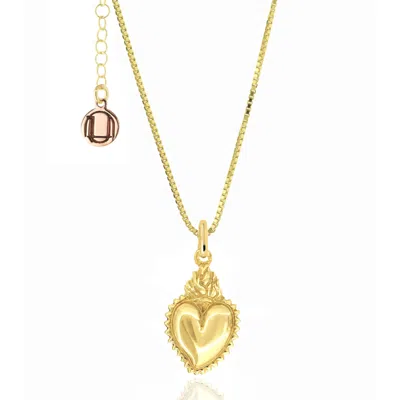 Unaloe Women's Silver Necklace With Gold-plated Heart Pendant