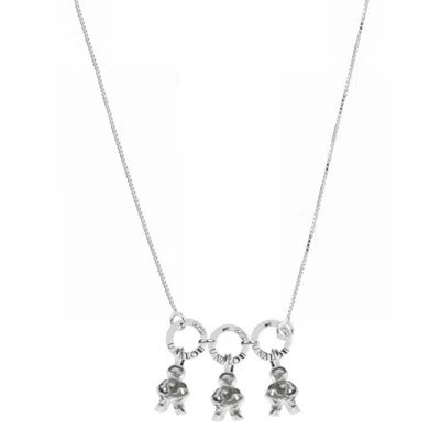 Unaloe Women's Silver Necklace With Three Baby Charms