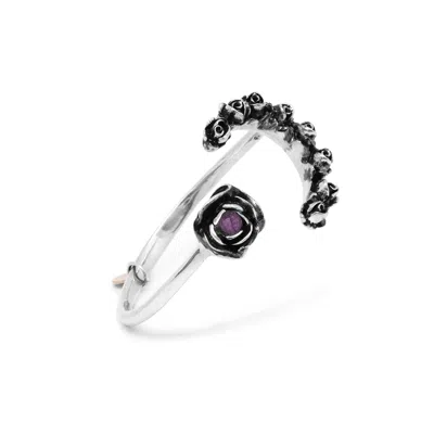 Unaloe Women's Silver / Pink Bracelet Moon Sterling Silver With Natural Amethyst In Multi