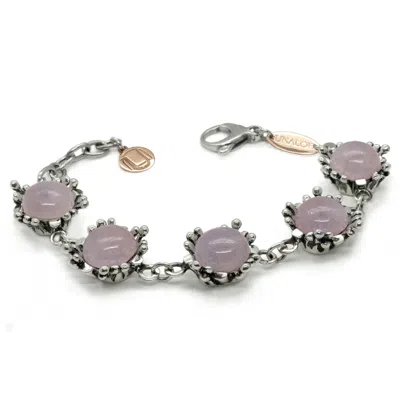Unaloe Women's Silver / Pink Bracelet Ribes Sterling Silver With Natural Kunzinite In Multi