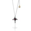 Unaloe Women's Silver / Red Celestial Cross Silver Necklace With Ruby