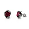 Unaloe Women's Silver / Red Coleus Circulus  Earrings Silver With Red Zirconia In Multi