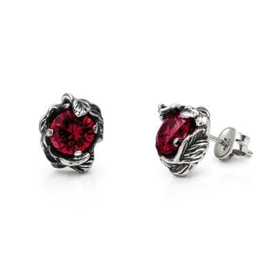 Unaloe Women's Silver / Red Coleus Circulus  Earrings Silver With Red Zirconia In Multi