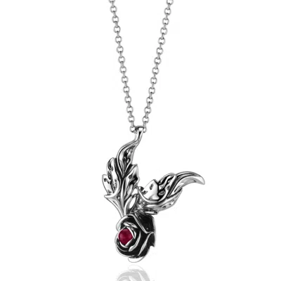 Unaloe Women's Silver / Red Divine  Necklace Silver With Natural Ruby In Multi