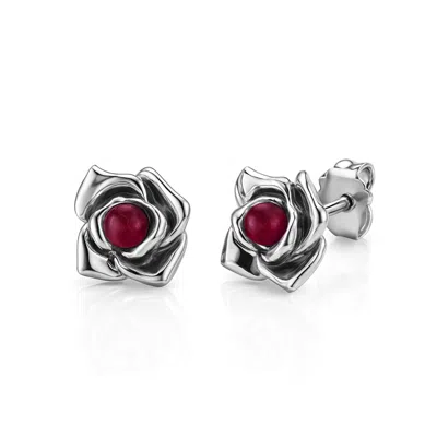 Unaloe Women's Silver / Red Magnifica Lobe Earrings Sterling Silver With Ruby In Multi