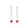 Unaloe Women's Silver / Red Mediterranean Elegance Dangling Earrings In Sterling Silver With Natural Coral 