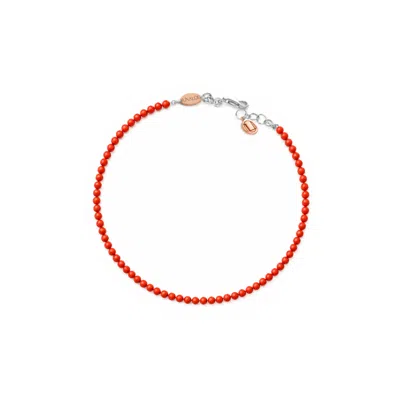 Unaloe Women's Silver / Red Mediterranean Red Coral Bracelet In Sterling Silver – Handmade Italian Coral Je