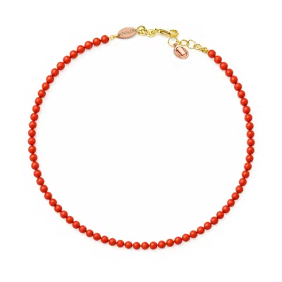 Unaloe Women's Silver / Red Mediterranean Red Coral Necklace In Gold Vermeil – Handcrafted Italian Jeweller