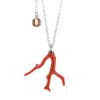 Unaloe Women's Silver / Red Natural Red Coral Branch Necklace In Sterling Silver Italian Handmade Good Luck