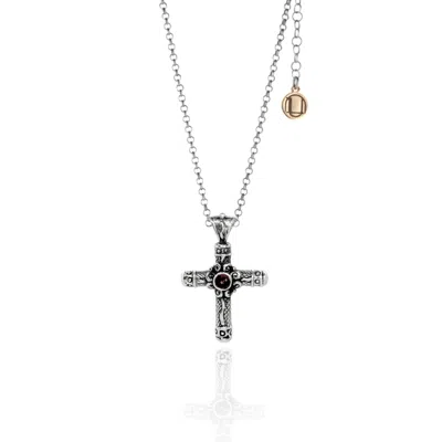 Unaloe Women's Silver / Red Purity Cross Silver Necklace With Ruby