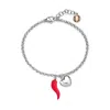 Unaloe Women's Silver / Red Red Enamel Cornicello & Heart Charm Bracelet In  Sterling Silver – Handmade Ita