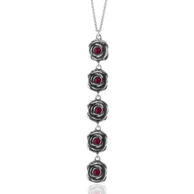 Unaloe Women's Silver / Red Rocks Necklace Silver With Natural Ruby In Multi