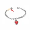Unaloe Women's Silver / Red Silver Bracelet With Red Heart Pendants And Horn