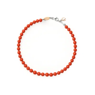 Unaloe Women's Silver / Red Sterling Silver Necklace With Natural Coral In Multi