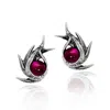 Unaloe Women's Silver / Red Sterling Silver Poseidon With Stone Earrings
