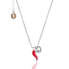 Unaloe Women's Silver / Red Sterling Silver Red Enamel Cornicello Necklace With Heart Charm – Handmade Ital