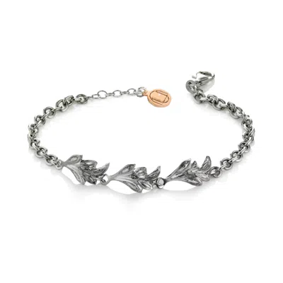 Unaloe Women's Silver / Rose Gold Bracelet Lilium Sterling Silver Adjustable In Multi
