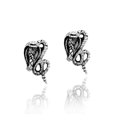 Unaloe Women's Silver Serpent Earrings