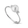 Unaloe Women's Silver Timeless Elegance Solid Gold White Ring With Freshwater Pearl  Diamonds