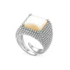 Unaloe Women's Silver / White Adjustable Square Ring Sterling Silver With Mother Of Pearl In Multi