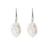 Unaloe Women's Silver / White Dangling Earrings With Natural Baroque Pearls And Sterling Silver Drop In Multi