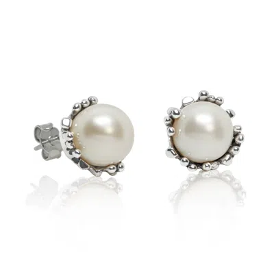 Unaloe Women's Silver / White Ribes Earrings Silver With Natural Pearl In Multi
