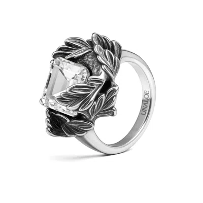 Unaloe Women's Silver / White Ring In Sterling Silver With White Zirconia – Coleus Quadratus -  Handm In Multi