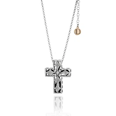 Unaloe Women's Silver / White Sacred Cross Silver Necklace With Natural Stone
