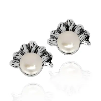Unaloe Women's Silver / White Sterling Silver Oceania With Pearl Earrings