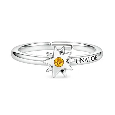 Unaloe Women's Silver / Yellow Yellow Quartz Star Statement Ring – Sterling Silver In Silver/yellow