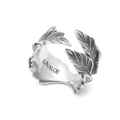Unaloe Women's Sterling Silver Adjustable Leaf Ring