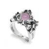 Unaloe Women's Sterling Silver Bow-inspired Ring With Pink Hydrothermal Stone