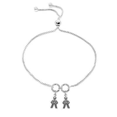 Unaloe Women's Sterling Silver Bracelet With Two Star Child Charms