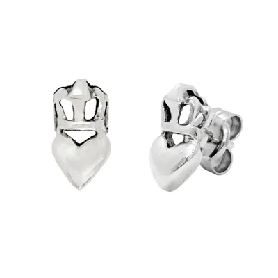 Unaloe Women's Sterling Silver Earrings With Crown And Heart