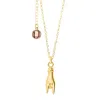 Unaloe Women's Sterling Silver Gold-plated Necklace With Horn Hand Pendant - Elegance And Protective Charm